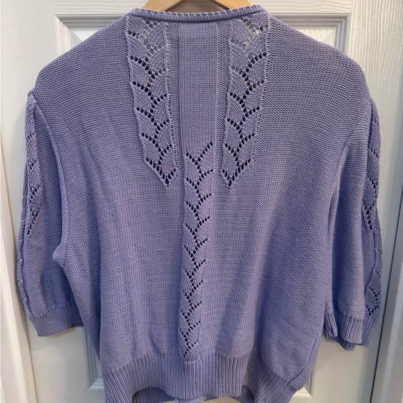 Vintage Geiger Cardigan Sweater Puff Sleeves Lavender L Cottagecore old school - Picture 2 of 8